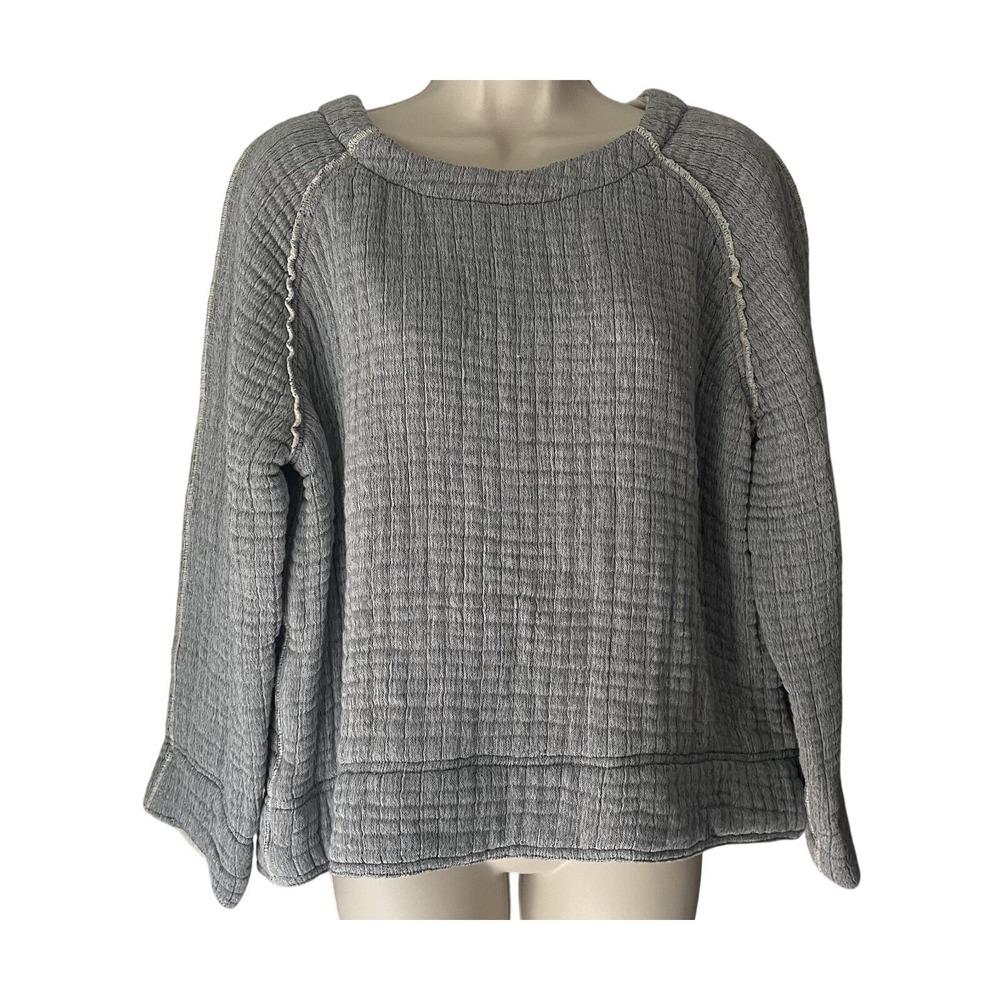 Nymåne Together Sweatshirt Reversible Quilted Cotton Gauze Gray Cream